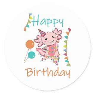Axolotl Wishes Happy Birthday To You Axolotls Classic Round Sticker