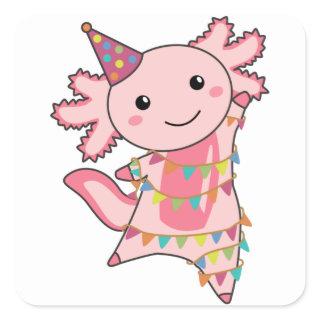 Axolotl Wishes Happy Birthday To You Axolotls Squa Square Sticker