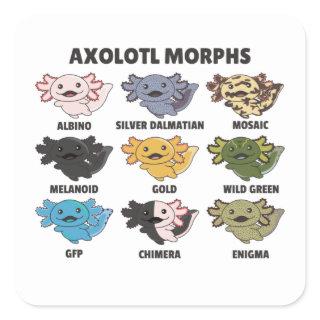Axolotls From The World Sweet Animals Axolotl Squa Square Sticker