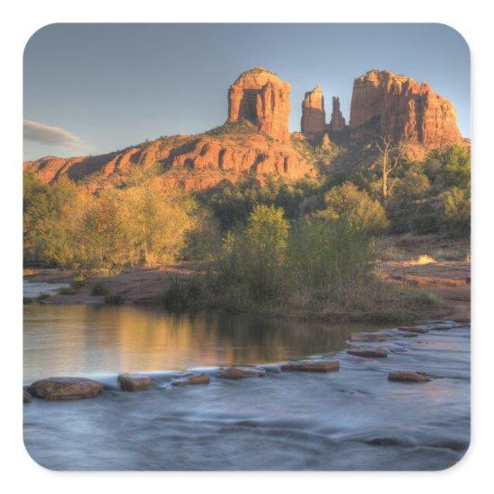 AZ, Arizona, Sedona, Crescent Moon Recreation 3 Square Sticker