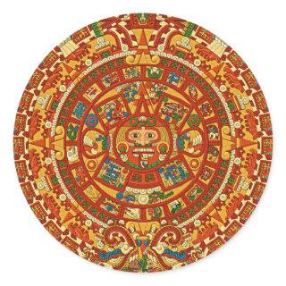 Aztec Calendar Stone or Sun Stone of Mexico. Classic Round Sticker