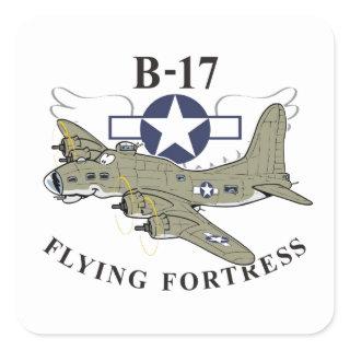 B-17 flying fortress square sticker