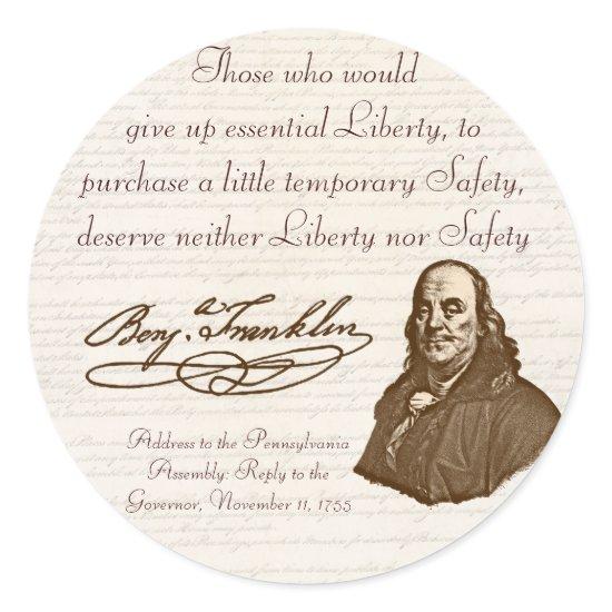 B. Franklin: Liberty & Safety - Sticker