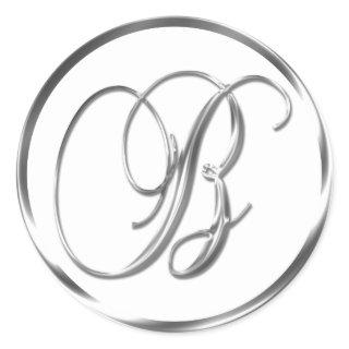 B Monogram Faux Silver Envelope Or Favor Seal