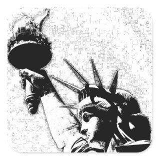 B&W Statue of Liberty Square Sticker