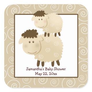 Baa Baa Sheep Neutral SQUARE Favor Sticker