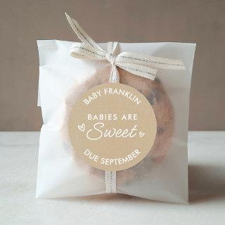 Babies are sweet Baby shower Party favor Kraft Classic Round Sticker