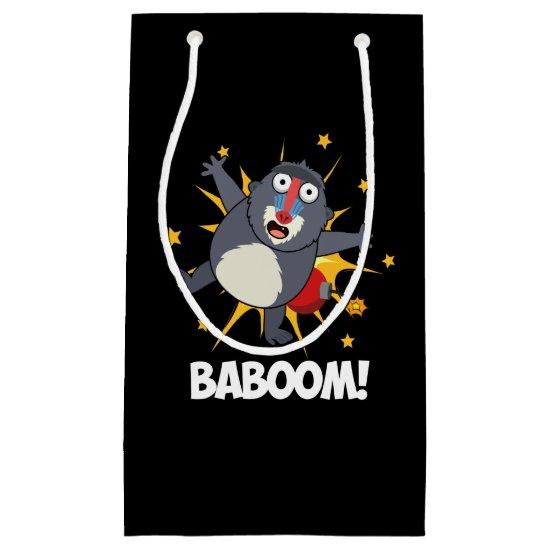 Baboom Funny Exploding Baboon Pun Dark BG Small Gift Bag