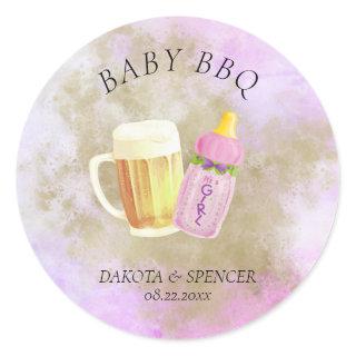 Baby BBQ and Beer | Summer Outdoor Shower Theme Classic Round Sticker
