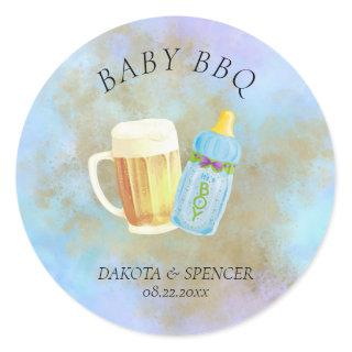 Baby BBQ and Beer | Summer Outdoor Shower Theme Classic Round Sticker