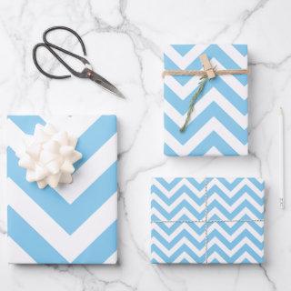 Baby Blue and White Different Sizes Chevron  Sheets