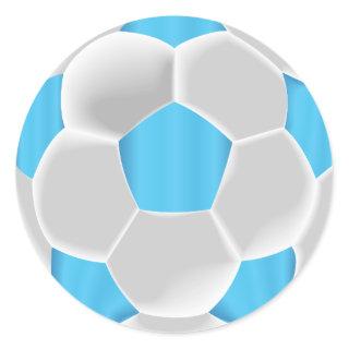 Baby Blue and White Soccer Ball Classic Round Sticker