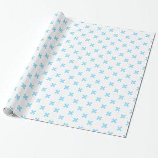 Baby blue cross stitches on white