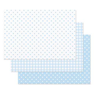 Baby Blue Gingham and Polka Dots Mixed Pattern.  Sheets