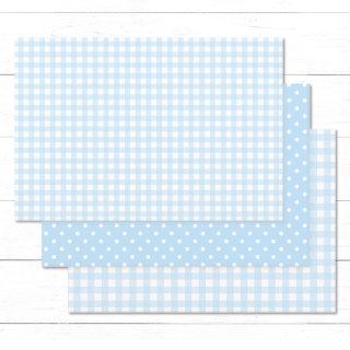 Baby Blue Gingham and Polka Dots.  Sheets
