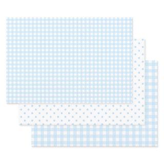 Baby Blue Gingham Gift Wraps with Country Charme.  Sheets