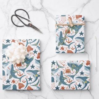Baby Boy Birthday Shark Theme Party Pattern  Sheets