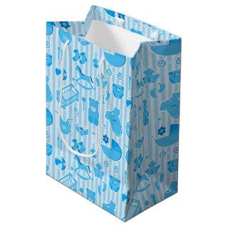 Baby Boy Blue Collage Pattern Medium Gift Bag