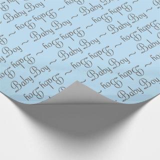 Baby Boy Brown-Gray and Light Blue Gift Wrap