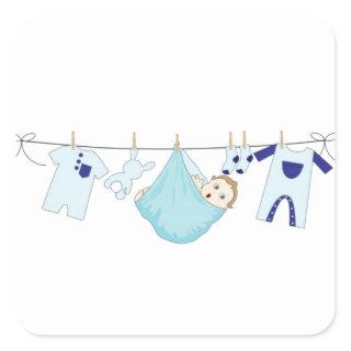 Baby Boy Clothes Line Square Sticker