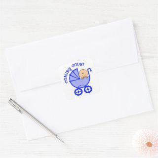 Baby Boy Coming Soon Square Sticker