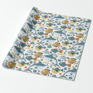 Baby Boy Kids Birthday Under The Sea Shark Pattern