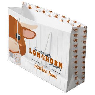 Baby Boy Longhorn Burnt Orange Large Gift Bag