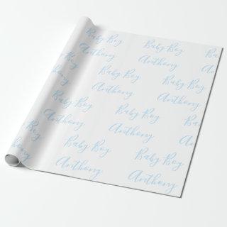 Baby Boy Name Blue Script Customized Wrapping
