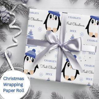 Baby Boys First Christmas Winter Penguin Blue