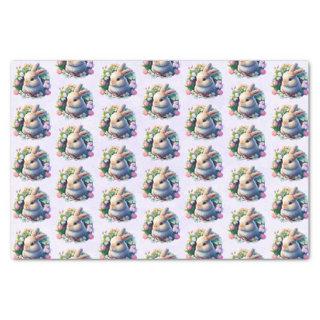 Baby Bunny among Colorful Spring Flowers Patterned Tissue Paper