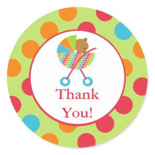 Baby Carriage Bear Baby Thank You Shower Sticker