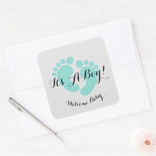 BABY & CO It's A Boy Baby Shower Sprinkle Party Square Sticker