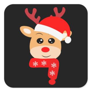 Baby Deer Christmas Kid Gift, Family Decoration Square Sticker