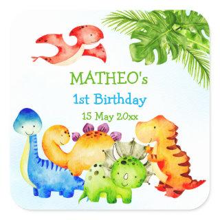 Baby dinosaurs toddler birthday party  square sticker