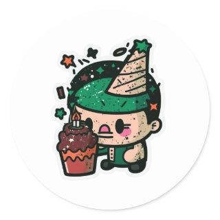 Baby Doll with Cake / birthday sticker