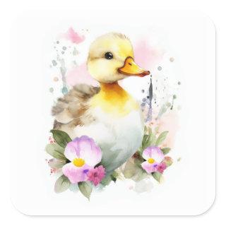 Baby Duck, Duckling Square Sticker