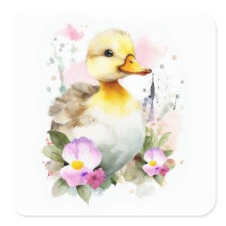 Baby Duck, Duckling Square Sticker