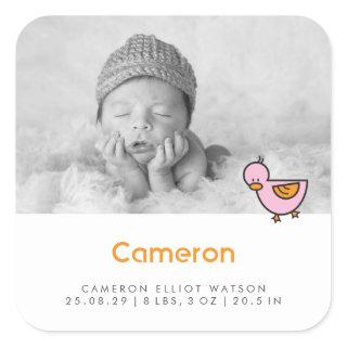Baby Duck Photo Girl Birth Announcement Sticker