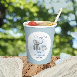 Baby Elephant Hello Baby Boy Blue Baby Sprinkle Paper Cups