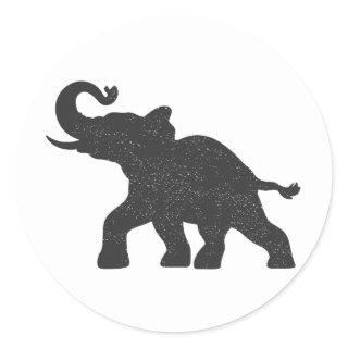 Baby Elephant running silhouette Classic Round Sticker