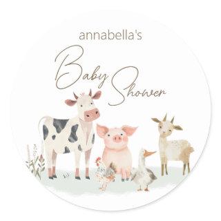 Baby Farm Animals Cute Country Theme Classic Round Sticker