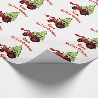 Baby FIRST Christmas WRAPPING RED TRACTOR Custom