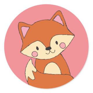 Baby Fox Drawing Cute Fox Art Baby Fox Design Classic Round Sticker