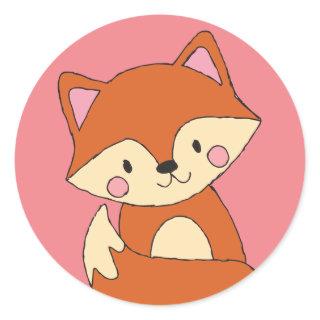 Baby Fox Drawing Cute Fox Art Baby Fox Design Classic Round Sticker