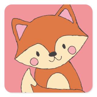 Baby Fox Drawing Cute Fox Art Baby Fox Design Square Sticker