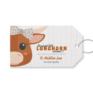 Baby Girl Longhorn Burnt Orange Gift Tags