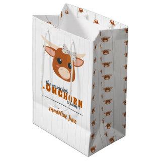 Baby Girl Longhorn Burnt Orange Medium Gift Bag