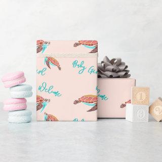 Baby Girl Sea Turtles Pink Custom Text