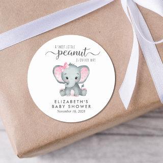 Baby Girl Shower Cute Elephant Classic Round Sticker