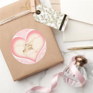 Baby Girl Stickers with vintage Stork